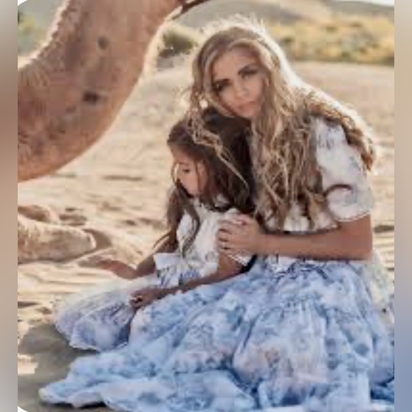 JessAkae Easter Daybreak Short Sleeve Tiered Midi Dress Parisian Print - Picture 10 of 12